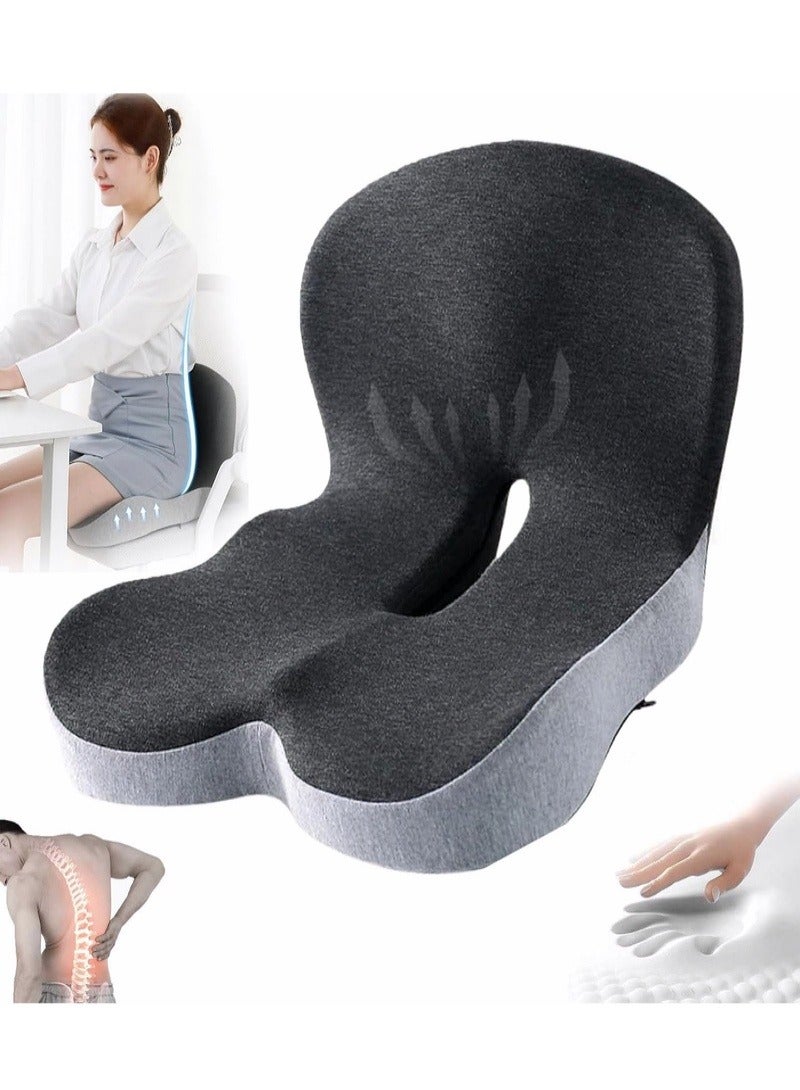 Orthopedic L Shaped Seat Cushion and Lumbars Support Pillows, Memory Foam Tailbone Pain Relief, Washable Removable Cover for Office/Gaming Chair, Car, Wheelchair - Image 1